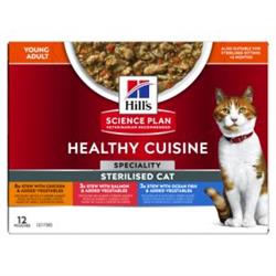 Hill's Science Plan Feline Adult Sterilised Mixed Stew. Kattefoder til voksne. Vådfoder. 12 poser med 80 g